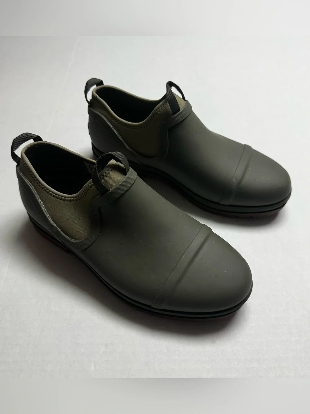 LL BEAN Rugged Wellie In Kelp Green/ Peat Moss Wellies Slip On Rain Shoes 10M